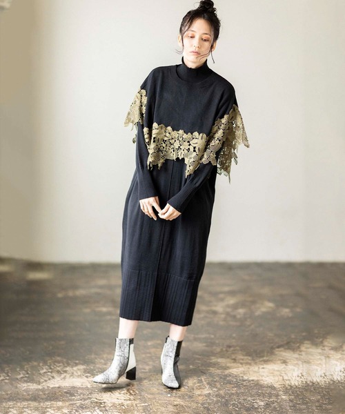 「OSMOSIS」 コンビワンピース ONE SIZE ブラック レディース_画像3