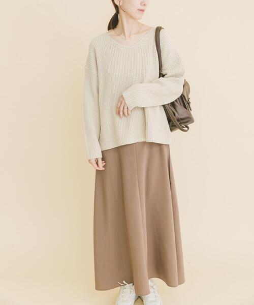 ｱｰﾊﾞﾝﾘｻｰﾁ♡片畦Vネックニットワンピース ITEMS URBANRESEARCH（アイテムズ アーバンリサーチ） ワンピース 畦V