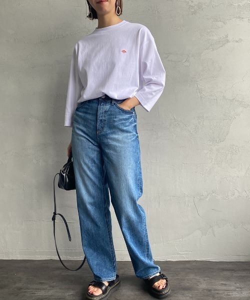 「DANTON」 7分袖カットソー S ホワイト レディース_画像3