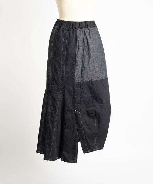 「gomme」 デニムスカート MEDIUM ブラック レディースの画像2