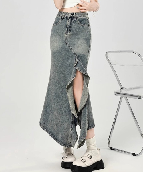 「Dream garden」 ロングスカート 2XL ブルー レディース_画像4