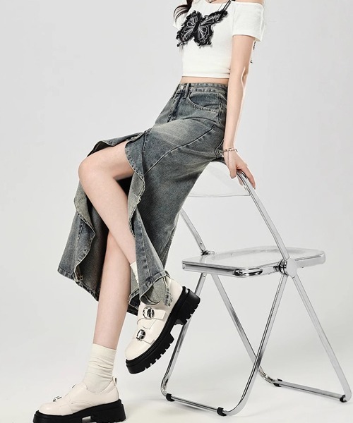「Dream garden」 ロングスカート 2XL ブルー レディース_画像9
