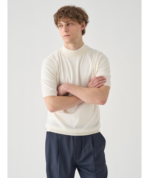 新品未使用【ジョンスメドレー】ニット セーター 半袖 Mサイズ　2485 JOHN SMEDLEY（ジョンスメドレー） セーター ニット モックネック半袖