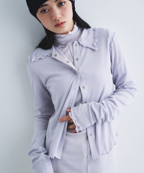 CODE A カーディガン edge−fit ribbed cardigan レディース