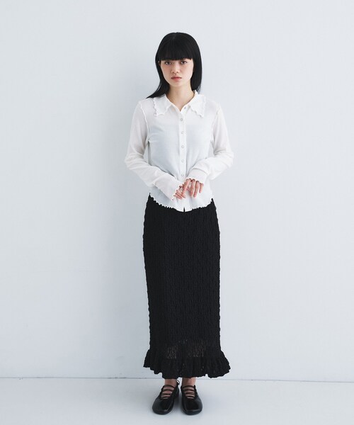 CODE A カーディガン edge−fit ribbed cardigan レディース