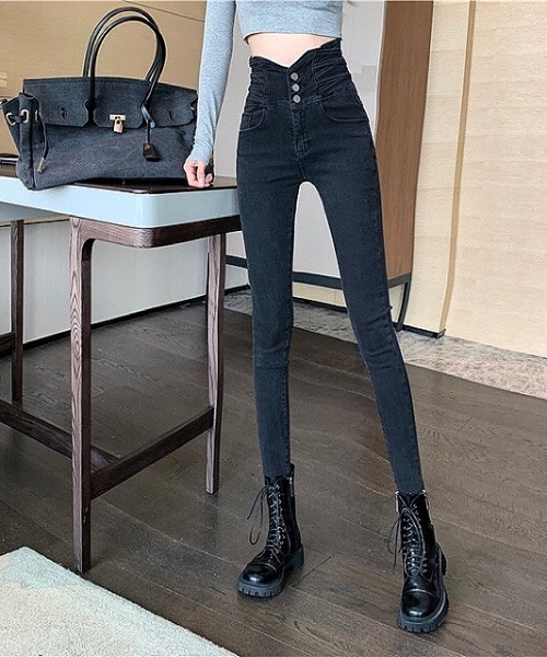 「SHEENA」 スキニーデニムパンツ M グレー レディース_画像7