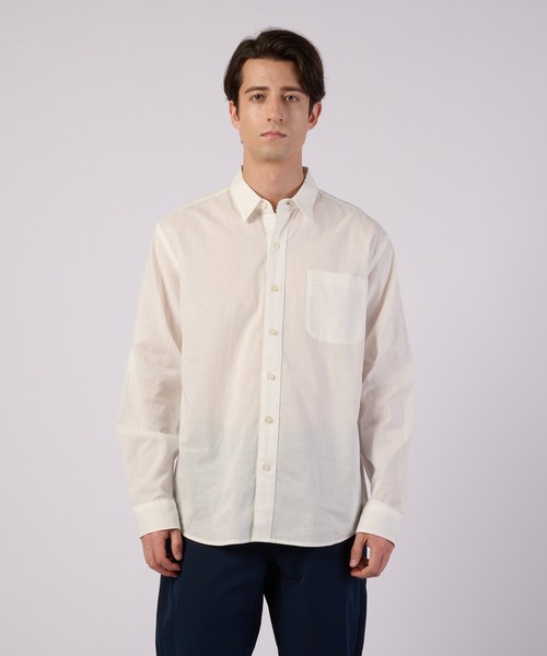 00s Eddie Bauer アイリッシュリネンシャツ 長袖シャツ ホワイト Eddie Bauer（エディーバウアー） シャツ コットンリネン 長袖 シャツ