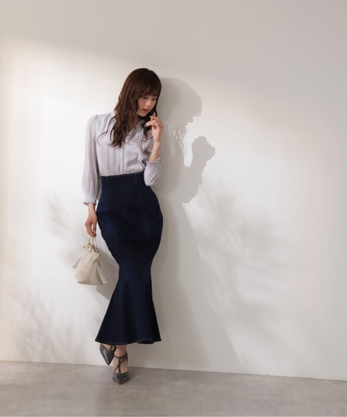 「PROPORTION BODY DRESSING」 7分袖ブラウス MEDIUM グレー レディース_画像2
