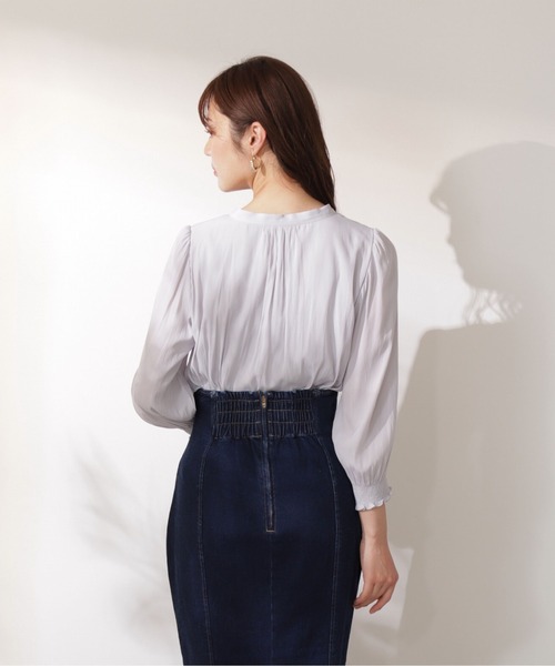 「PROPORTION BODY DRESSING」 7分袖ブラウス MEDIUM グレー レディース_画像5
