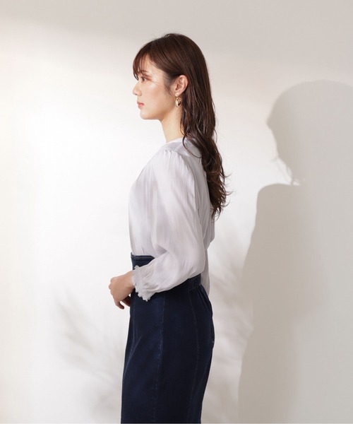 「PROPORTION BODY DRESSING」 7分袖ブラウス MEDIUM グレー レディース_画像9