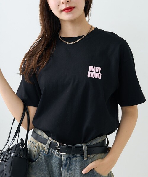 「PUBLUX」 半袖Tシャツ「MARY QUANTコラボ」 フリ- ネイビー レディース_画像2