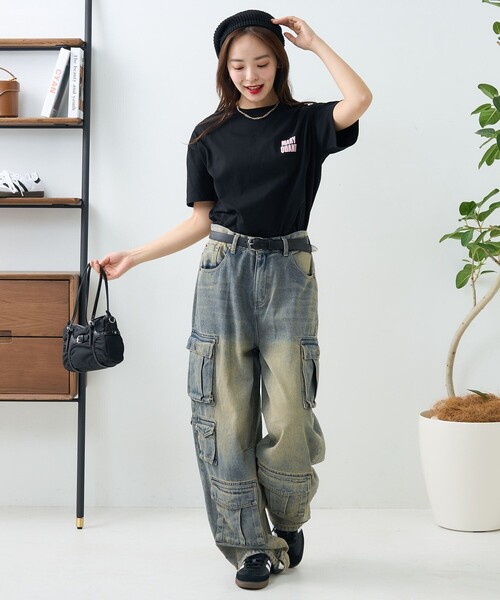 「PUBLUX」 半袖Tシャツ「MARY QUANTコラボ」 フリ- ネイビー レディース_画像7