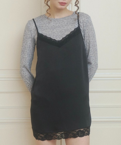 chernyy ワンピース satin lace mini cami dress / サテンレースキャミ