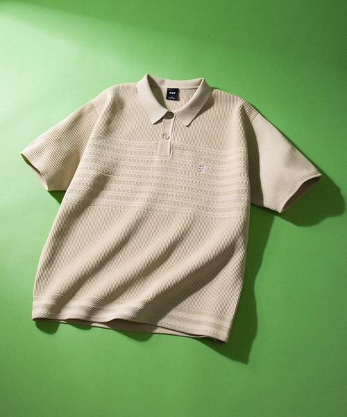FLOWER KNIT POLO HUF ハフ　ポロシャツ HUF（ハフ） ポロシャツ MEGABLAST KNIT POLO TOP メンズ レディース