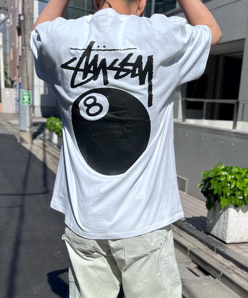 Stüssy ダークグレー ロゴ刺繍 シャツ Lサイズ STUSSY（ステューシー） tシャツ 8BALL HALF T-SHIRTS ロゴ 半袖 T