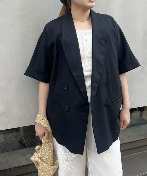 コート アウター リネンライクロングスラブジャケット レディースの画像