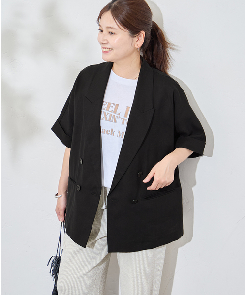 コート アウター リネンライクロングスラブジャケット レディースの画像