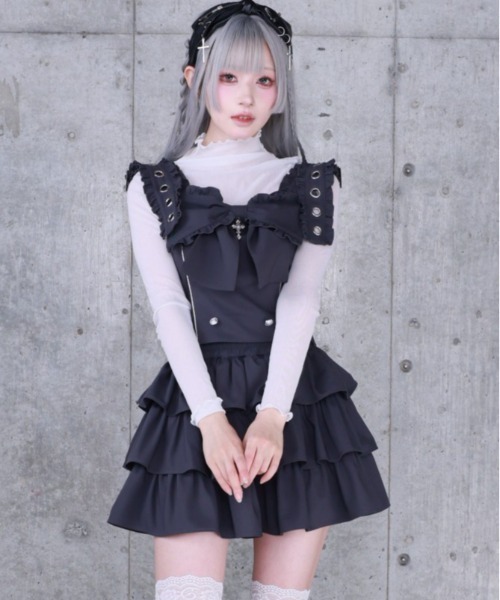 Amilige（アミリージュ） セットアップ リボンクロストップス＋フリル