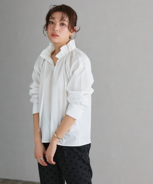「Pierrot」 長袖ブラウス L オフホワイト レディース_画像9