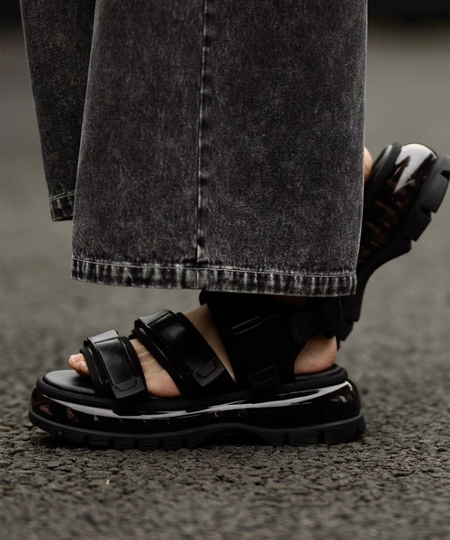 「CLEL」 サンダル X-LARGE ブラック メンズ_画像2