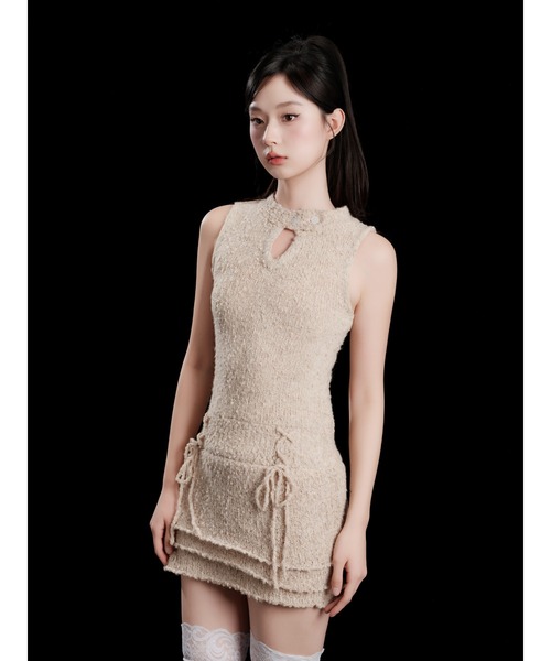 ワンピース ANDWANG Texture Frill Mini Dress beige ANDWANG ワンピース Texture Frill Mini Dress : ZOZOTOWN Yahoo!店