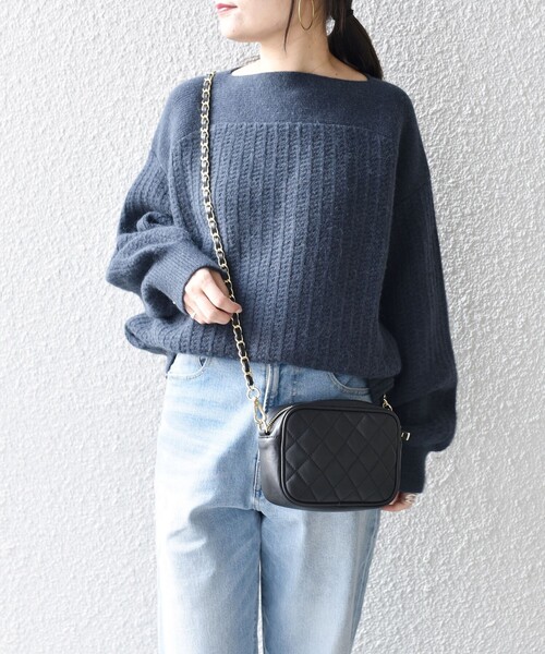 現行完売品【MILOS】キルティングミニポシェット　ブラック MILOS（ミロス） ショルダーバッグ バッグ Milos:キルティング