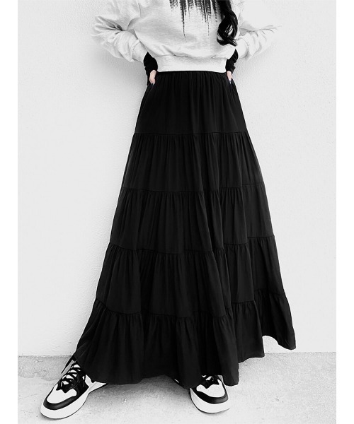 ロング スカート Tiered maxi skirt / ティアードマキシスカート(Ai select)