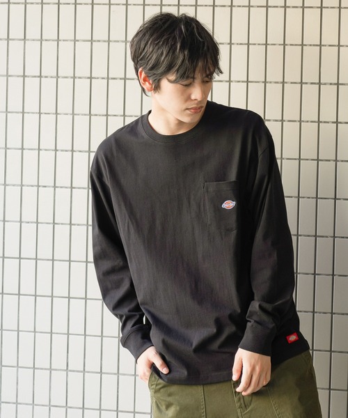 Dickies tシャツ ディッキーズ ポケット付きロゴワッペンロング