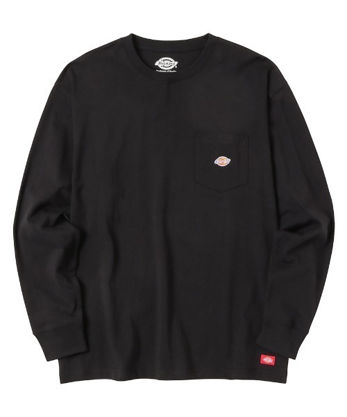 【Dickies】長袖 ポケット Tシャツ ブラック / 送料無料 Dickies tシャツ ディッキーズ ポケット付きロゴワッペンロング