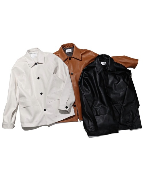 NO NEED（ノーニード） ブルゾン アウター フェイクレザーボタン