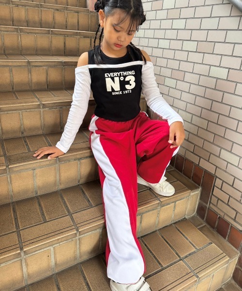 RandS/R ワイドパンツ パンツ 配色ジャージパンツ キッズ 子供服