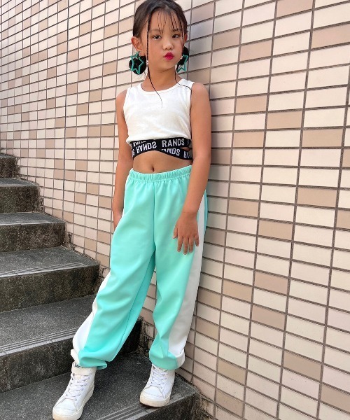 RandS/R ワイドパンツ パンツ 配色ジャージパンツ キッズ 子供服