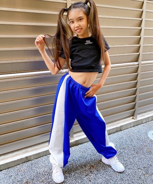 RandS/R ワイドパンツ パンツ 配色ジャージパンツ キッズ 子供服
