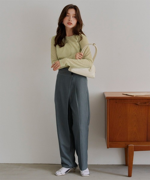titivate tシャツ クルーネックラメシアートップス レディース