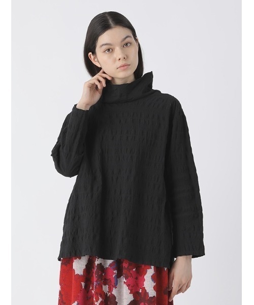 美品＊プランテーション コットンブラウス M ブラック黒 長袖 洗える 羽織り Plantation（プランテーション） ブラウス シャツ シュリンクブロード
