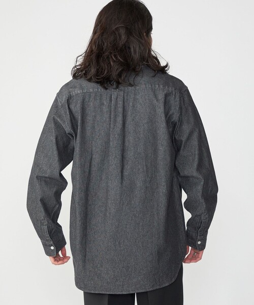 Washシャツロンパース ウォッシュブラック S SHIPS シャツ SHIPS: 6.5oz ウォッシュド デニム レギュラー