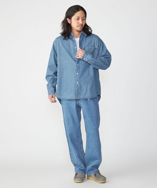どんぐり様【UVERworld】デニムブルー長袖シャツ UW K.YUTA SHIPS シャツ SHIPS: 6.5oz ウォッシュド デニム レギュラー