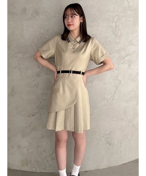 dazzlin ポロライクプリーツミニワンピース S ネイビー dazzlin ワンピース ポロライクプリーツミニワンピース