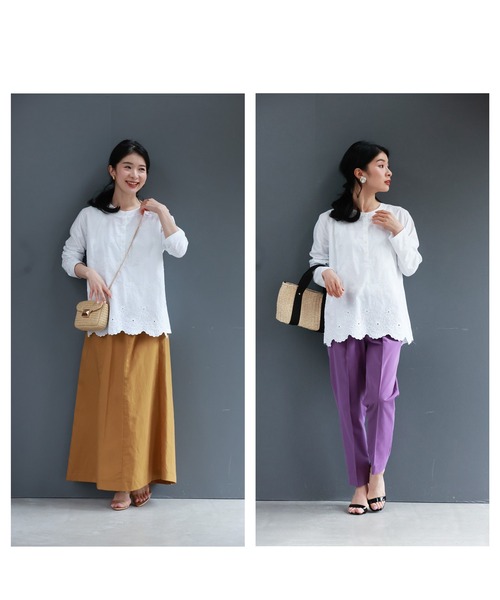 tシャツ 異素材合わせの白花レリーフ刺繍カットソートップス レディース cawaii tシャツ 異素材合わせの白花レリーフ刺繍カットソー