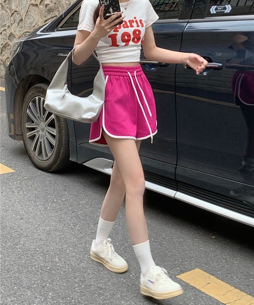 スウェットパンツ ジャージ パイピング ショートパンツ