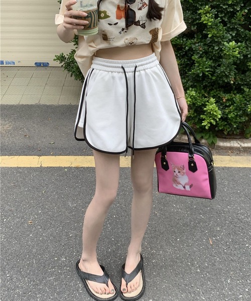 スウェットパンツ ジャージ パイピング ショートパンツ