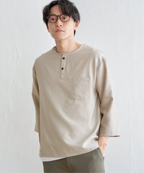 EEL イール プルオーバーシャツ ヘンリー 七分袖 メンズ XS 灰 CROSS STITCH】クロススティッチ 6.2oz オープンエンド マックス