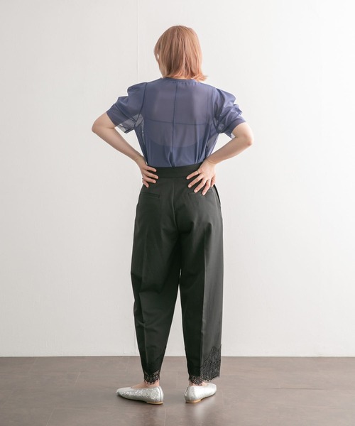 KBF パンツ レースヘムクロップドパンツ レディース : ZOZOTOWN