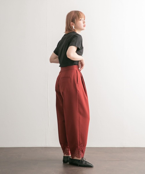 KBF パンツ レースヘムクロップドパンツ レディース : ZOZOTOWN
