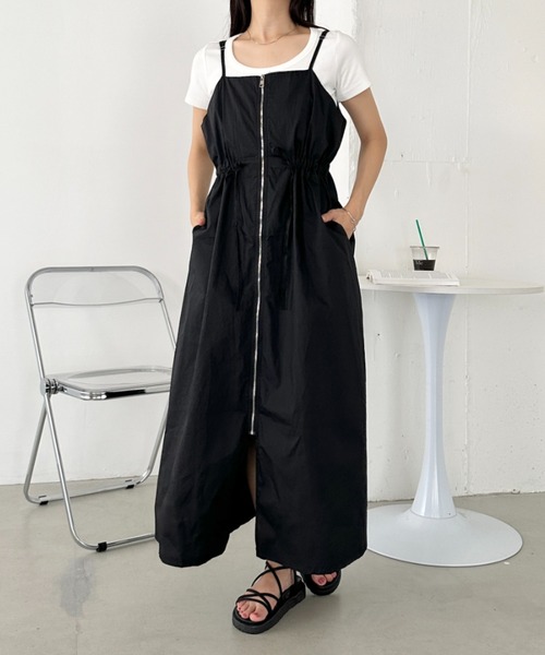 CLEA ワンピース フロントジップナイロンキャミワンピース : ZOZOTOWN
