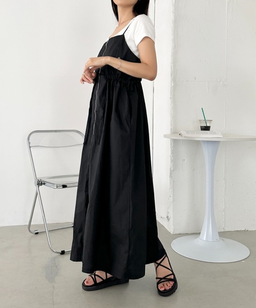 CLEA ワンピース 夏 フロントジップナイロンキャミワンピース