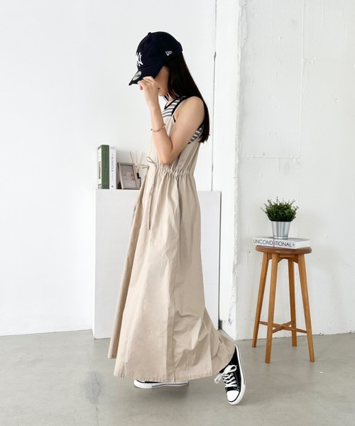 CLEA ワンピース 夏 フロントジップナイロンキャミワンピース