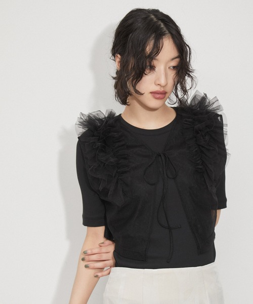 Adam et Rope' - にんたま♪チュールカットソー ADAM ET ROPE'（アダムエロペ） tシャツ 「サステナブル」チュール
