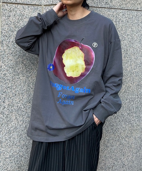 B.R.U tシャツ リンゴプリント長袖シャツ メンズ レディース