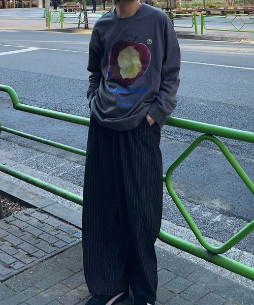 B.R.U tシャツ リンゴプリント長袖シャツ メンズ レディース